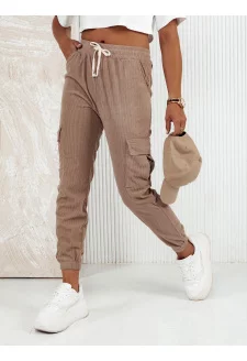 Bordázott női nadrág CHICCORD teveszínű Dstreet UY2175