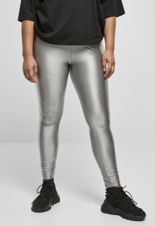 Ladies Highwaist Shiny Metallic Leggings darksilver