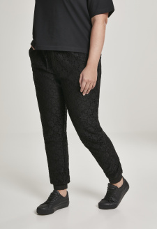 Ladies Lace Jersey Jog Pants black