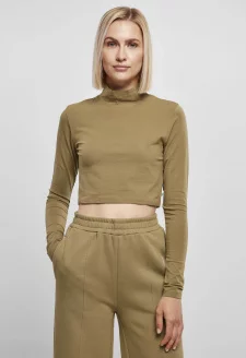 Ladies Organic Cropped Turtelneck Longsleeve tiniolive