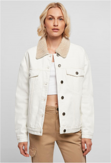 Ladies Oversized Sherpa Denim Jacket offwhite raw