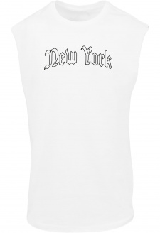 New York Wording Sleeveless Tee white