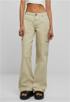 Ladies High Waist Straight Denim Cargo Pants offwhite raw