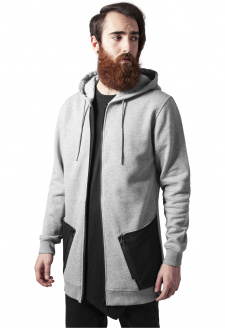 Long Peached Tech Zip Hoody gry/blk