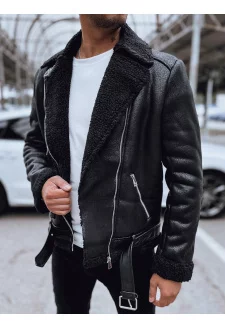 Férfi bőrdzseki fekete Dstreet TX4712