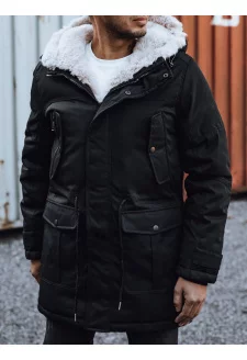 Férfi téli parka kabát kapucnival fekete Dstreet TX4933