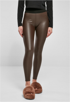 Ladies Faux Leather High Waist Leggings brown