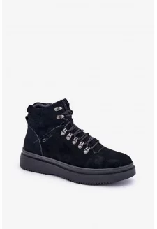 Zamszowe Trapery Męskie Ocieplane Big Star OO174187 Czarne