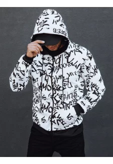 Fehér, cipzáras férfi kapucnis pulóver Dstreet BX5745