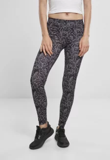 Ladies AOP Leggings hibiscus black