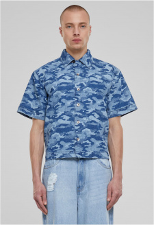 Laser Camo Printed Boxy Shirt bluelasercamo