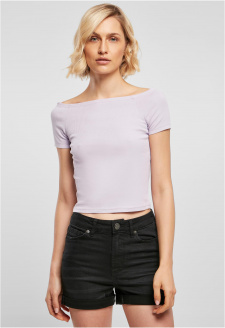 Ladies Off Shoulder Rib Tee lilac