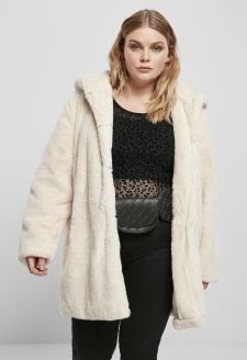 Ladies Hooded Teddy Coat offwhite