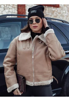 Női SHEREB bőrkabát szőrmével khaki Dstreet TY4757