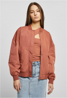 Ladies Recycled Oversized Light Bomber Jacket terracotta