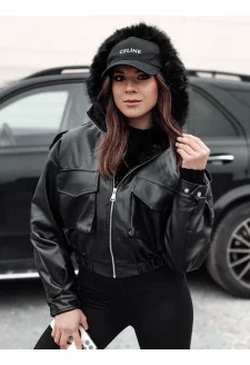 Kurtka damska skórzana z futerkiem SOFTREBEL czarna Dstreet TY4762