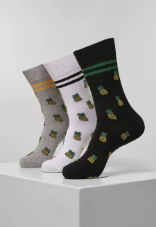 Recycled Yarn Pineapple Socks 3-Pack white/heather grey/black