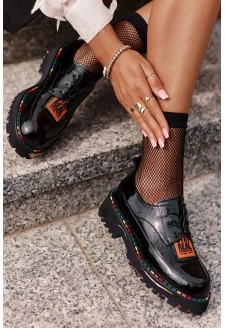 Lakierowane Półbuty Damskie Sznurowane Artiker 55C0499 Czarne