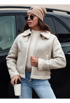 Női velúr dzseki szőrmével KASAMIRA fehér Dstreet TY4739