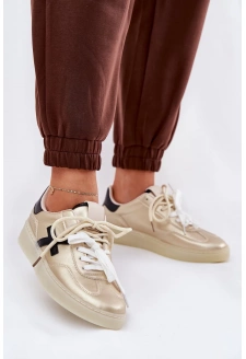 Niskie Buty Sportowe Damskie Złote Zelevelis