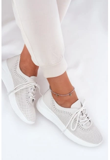 Skórzane Buty Sportowe Damskie Vinceza 41472 Białe