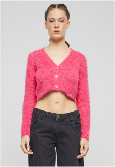 Ladies Cropped Feather Cardigan hibiskus pink