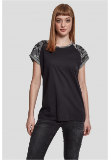 Ladies Contrast Raglan Tee black/darkcamo