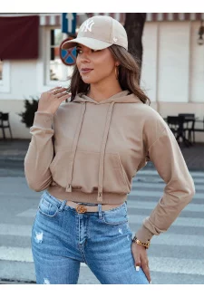 TRENDHOOD női kapucnis pulóver világosbarna Dstreet BY1311