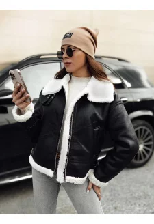 Női FURBLAZE bőrkabát szőrmével Dstreet fekete TY4730