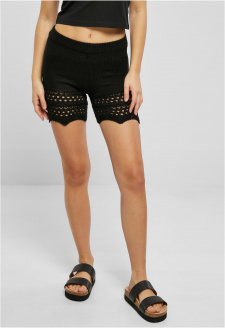 Ladies Crochet Knit Shorts black