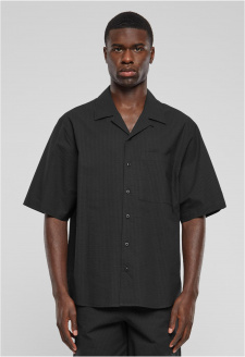 Relaxed Seersucker Short Sleeve Shirt black