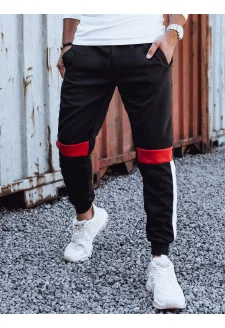 Férfi melegítőnadrág bordázott fekete Dstreet UX4448