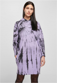 Ladies Oversized Tie Dye Hoody Dress black/lavender
