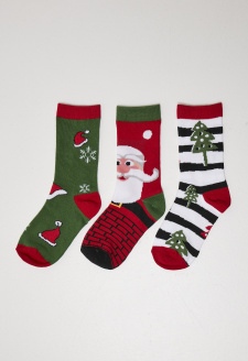 Stripe Santa Christmas Socks 3-Pack multicolor