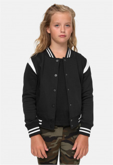 Girls Inset College Sweat Jacket black/white