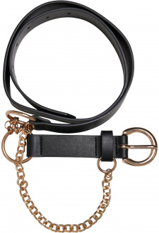 Synthetic Leather Belt With Chain black/gold