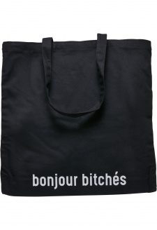 Bonjour Bitches Oversize Canvas Tote Bag black